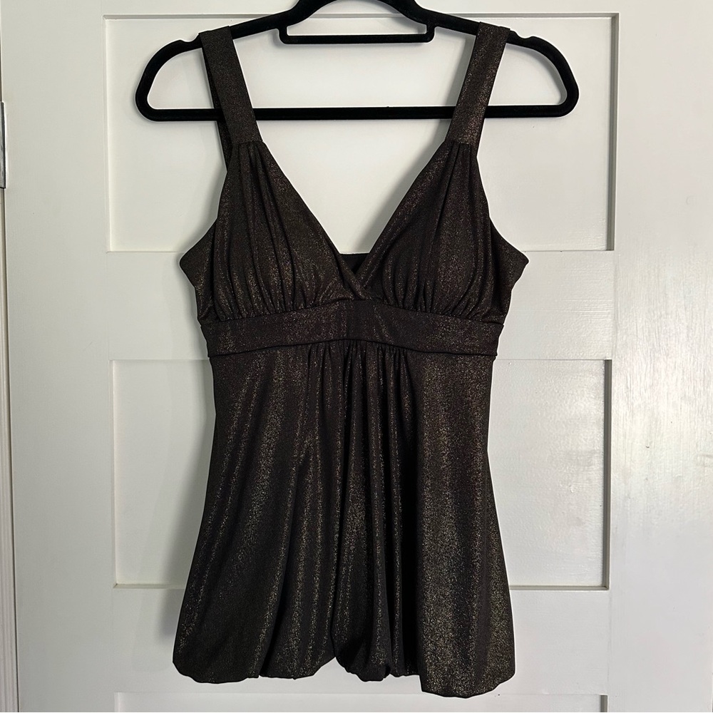 Forever 21 Gold Sparkle Babydoll Top